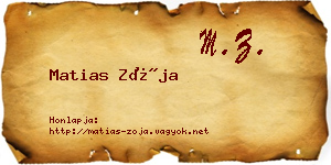 Matias Zója névjegykártya